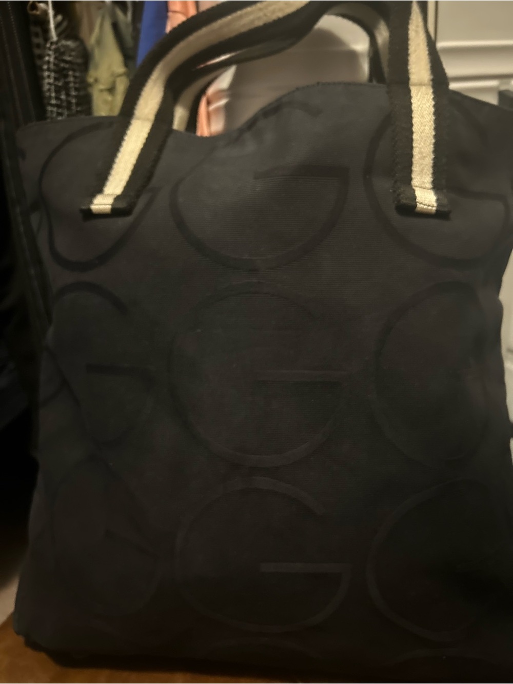 Authentic Gucci Black Canvas Reversible Tote Bag